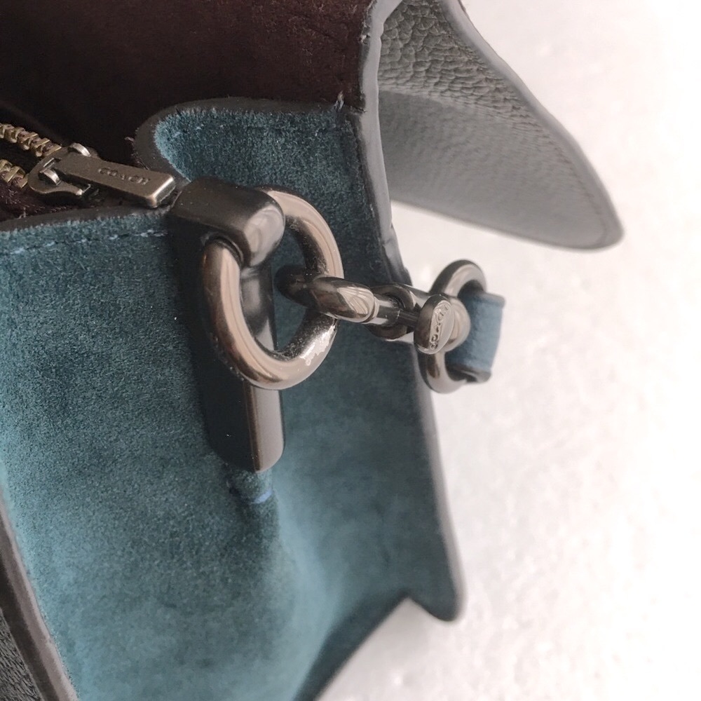 Coach Tabby Color Block Blue Grey Shoulder Bag - Picture 13 of 16